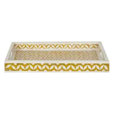 Stella Bone Inlay Rectangular Tray, Large, Mustard