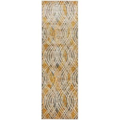 Dreamscape Flurry Turkish Made Modern Runner Rug, 400x80cm, Charcoal