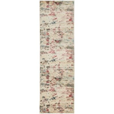 Dreamscape Destiny Turkish Made Modern Runner Rug, 400x80cm, Cream / Ruby