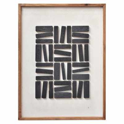 Starkon Framed Wood on Canvas Wall Art, 82cm, Charcoal / Cream