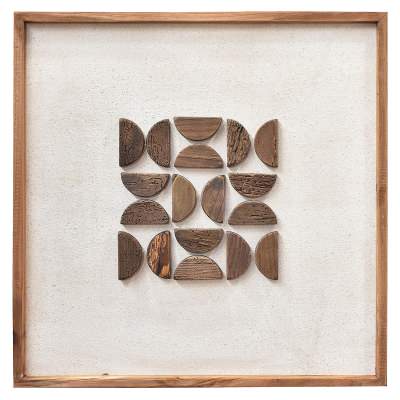 Flipton Framed Wood on Canvas Wall Art, 62cm, Natural / Cream