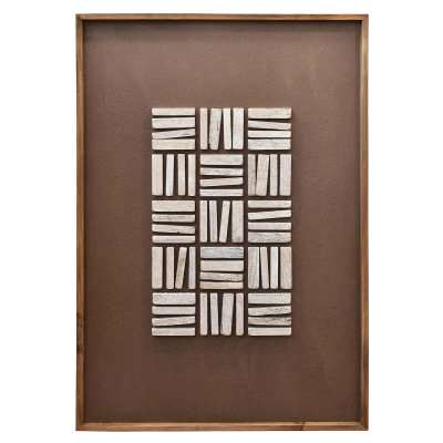 Starkon Framed Wood on Canvas Wall Art, 122cm, White Wash / Mocha