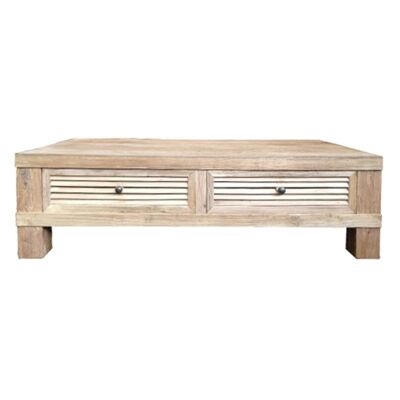 Croix Reclaimed Elm Timber 2 Drawer Coffee Table, 135cm