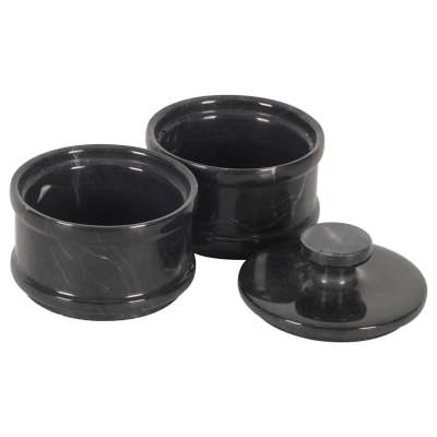 Marcellus Marble Salt Cellar, Dual Pack, Black