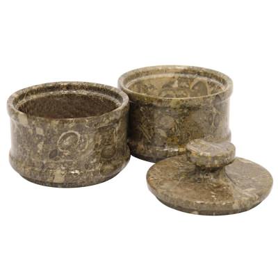 Marcellus Marble Salt Cellar, Dual Pack, Grey