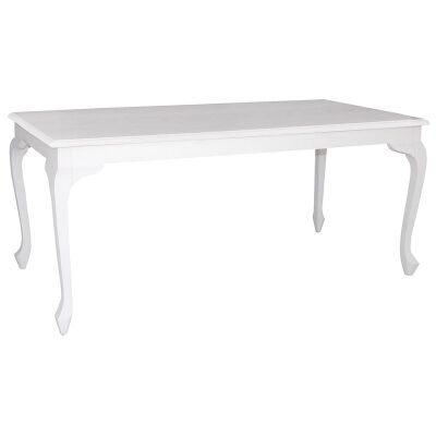 Queen Ann Mahogany Timber Dining Table, 180cm, White