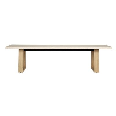 Eterrazzo Engineered Stone & Acacia Timber Dining Table, 300cm, Ivory Coast / White Wash