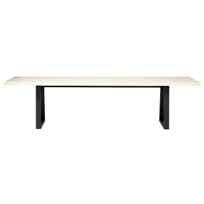 Sierra Engineered Stone & Iron Dining Table, 300cm, Beige / Black
