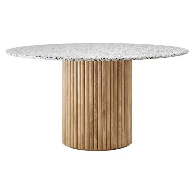 Cosmos Round Dining Table, 120cm, Terrazzo / Oak