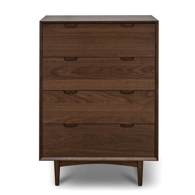 Resvol Wooden 4 Drawer Tallboy, Walnut