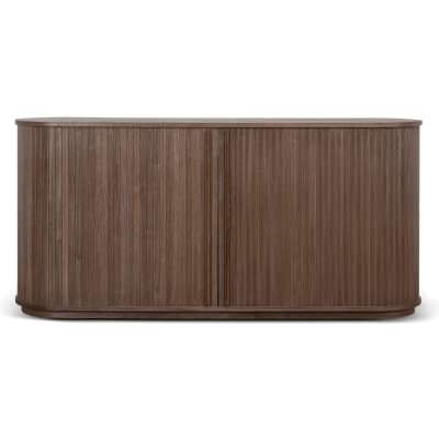Elian Wooden Sliding Door Oval Buffet Table, 170cm, Walnut