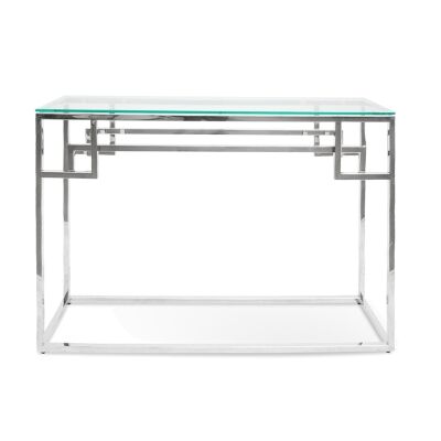 Mackerel Glass & Stainless Steel Console Table, 115cm, Silver