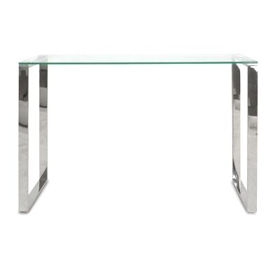 Henrick Glass & Stainless Steel Console Table, 120cm, Silver