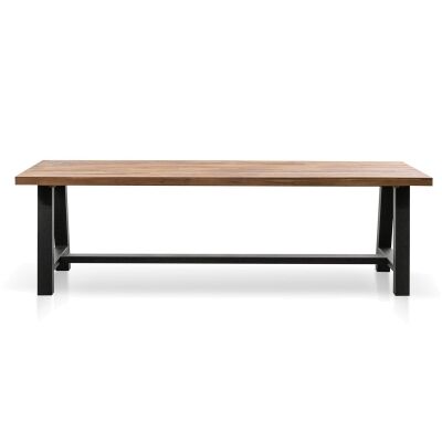 Emerson Acacia Timber & Steel Outdoor Trestle Dining Table, 250cm, Natural / Black
