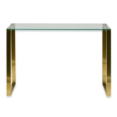 Henrick Glass & Stainless Steel Console Table, 120cm, Gold