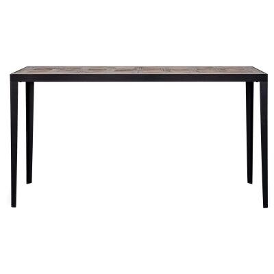 Rudall Parquet Elm Timber Topped Iron Console Table, 185cm