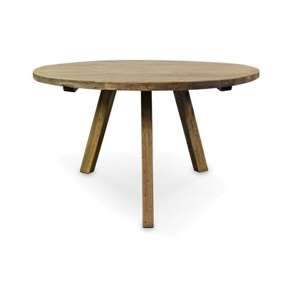 Nat Reclaimed Elm Timber Round Dining Table, 125cm, Natural