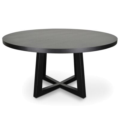 Zed Wooden Round Dining Table, 150cm, Black