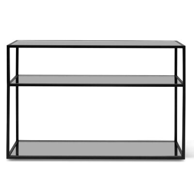 Barrine Glass & Steel Console Table, 120cm, Black