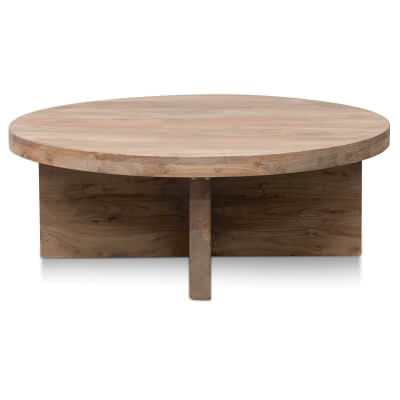 Rolf Reclaimed Elm Timber Round Coffee Table, 100cm