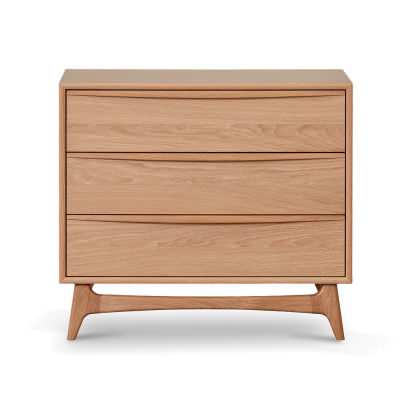 Oksby American White Oak Timber 3 Drawer Chest, Natural