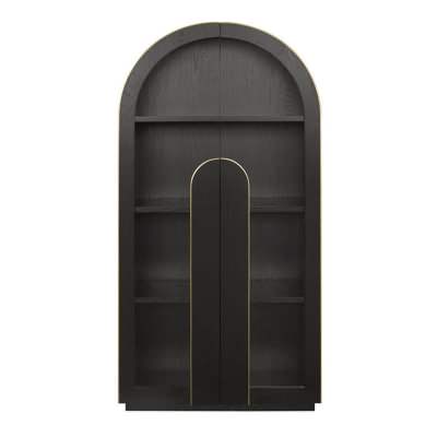 Hillston Wooden 2 Door Display Cabinet, Espresso Black