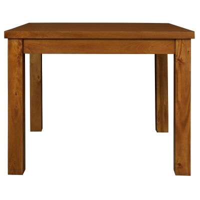Portol Mahogany Timber Square Dining Table, 100cm, Light Pecan