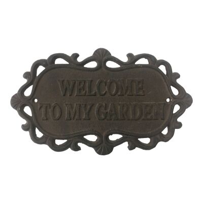 Welcome To My Garden Cast Iron Wall Plaque
