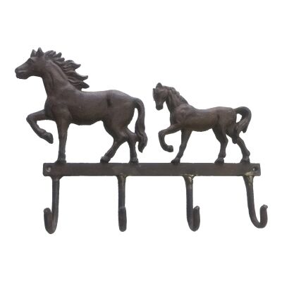 Cast Iron Mother & Child Horse Wall Hook