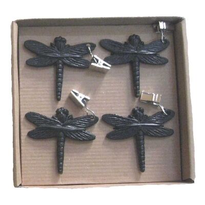 Cast Iron Dragonfly Table Cloth Weight, Set of 4