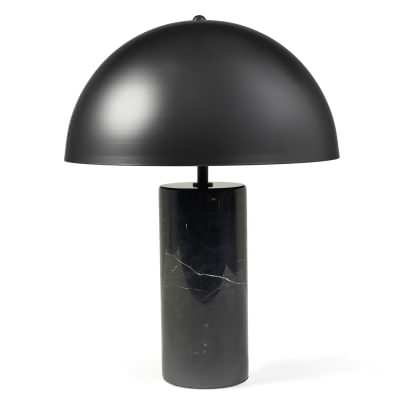 Dome Metal & Marble Table Lamp, Black