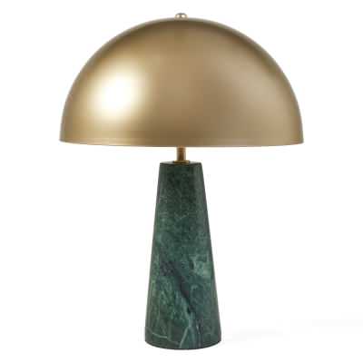 Dome Metal & Marble Table Lamp, Gold / Green