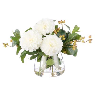 Rogue Artificial Chrysanthemum & Berry Mix in Glass Vase, White Flower