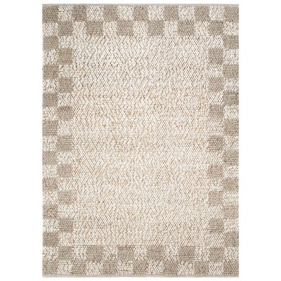 Eco Weave Hand Loomed Checkered Border Wool & Jute Rug, 230x160cm