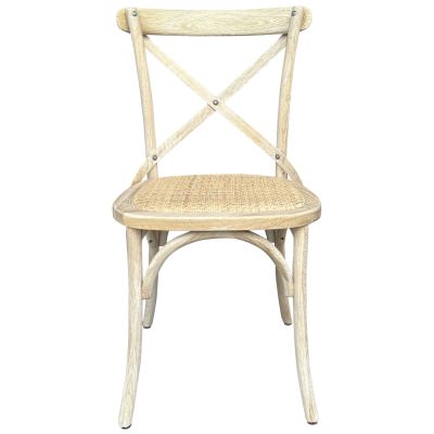 Kasan Oak Timber Cross Back Dining Chair, Rattan Seat, Bleached Oak