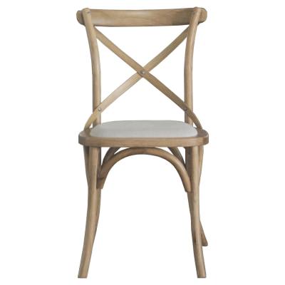 Kasan Oak Timber Cross Back Dining Chair, Fabric Seat, Natural Oak