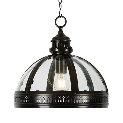 Winston Metal & Glass Dome Pendant Light, Large, Black
