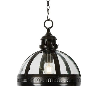 Winston Metal & Glass Dome Pendant Light, Small, Black