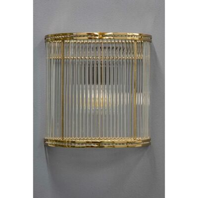 Verre Half Round Glass Wall Light, Brass / Clear