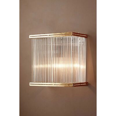 Verre Rectangular Glass Wall Light, Brass / Clear