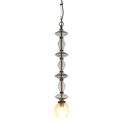 Molten Glass & Iron Pendant Light, Clear Geometric