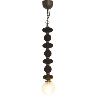 Molten Glass & Iron Pendant Light, Black Pebble