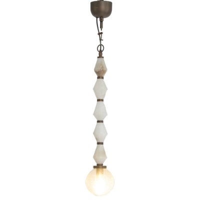 Molten Glass & Iron Pendant Light, Sea Mist Stone
