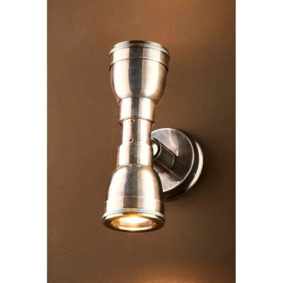 Bayport IP54 Outdoor Brass Up / Down Wall Light, Antique Silver