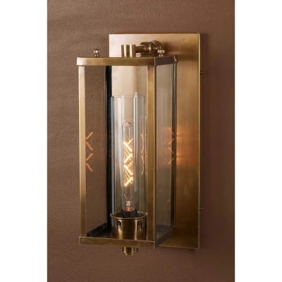 Pavillion IP54 Metal Indoor / Outdoor Wall Light, Antique Brass