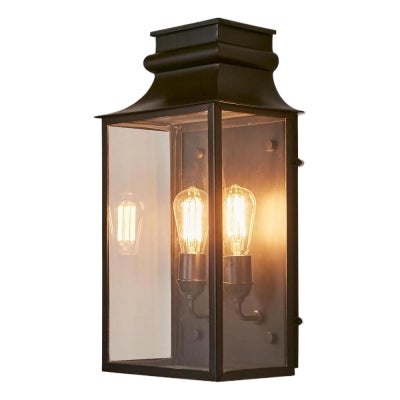 Westpoint Brass & Glass IP54 Outdoor Wall Lantern, Large, Black