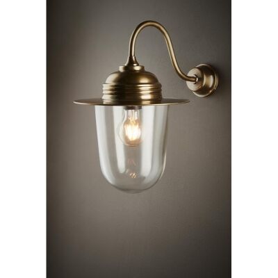 Stanmore Metal & Glass Wall Light, Antique Brass