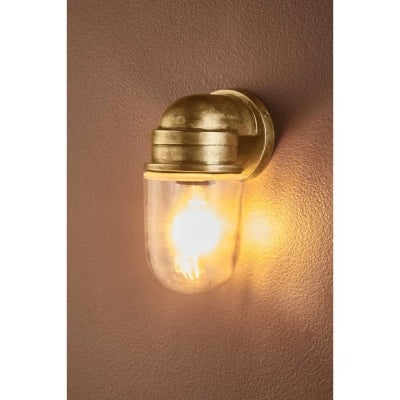 Nautical IP54 Metal Indoor / Outdoor Wall Light, Antique Brass