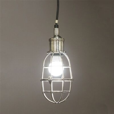 Lincoln Metal Cage Shade Pendant Light, Antique Silver