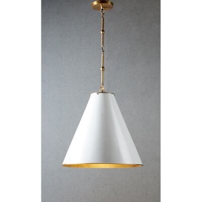Monte Carlo Metal Pendant Light, Large, White / Brass